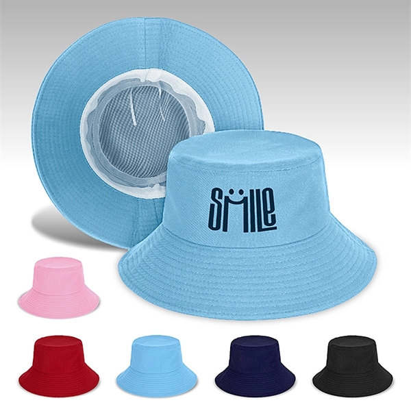 100% Cotton Wide Brim Bucket Hat (22.8")