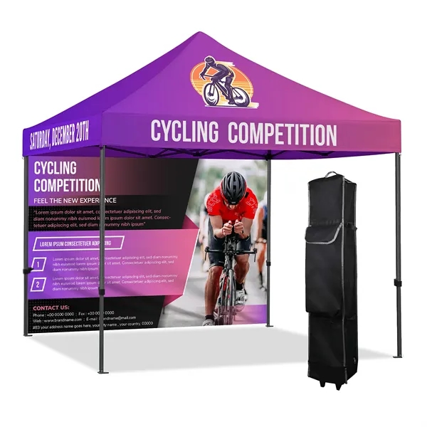 Dye Sublimation 10'x10' Full Back Wall Canopy Tent With Steel Frame