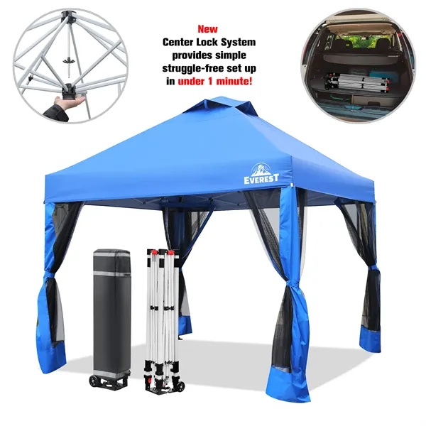 10'X10' One Push Canopy Tent With 4 Removable Nettings & Door