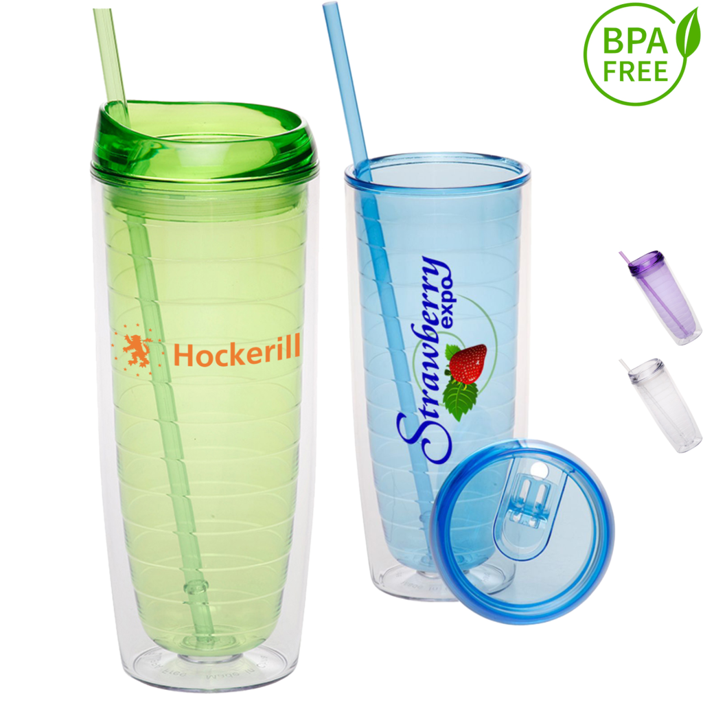 20 Oz BPA free Tall Double Wall Acrylic Tumblers With Straw